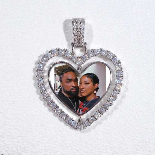 3D Spinning 2-Faced Heart Custom Picture Pendant