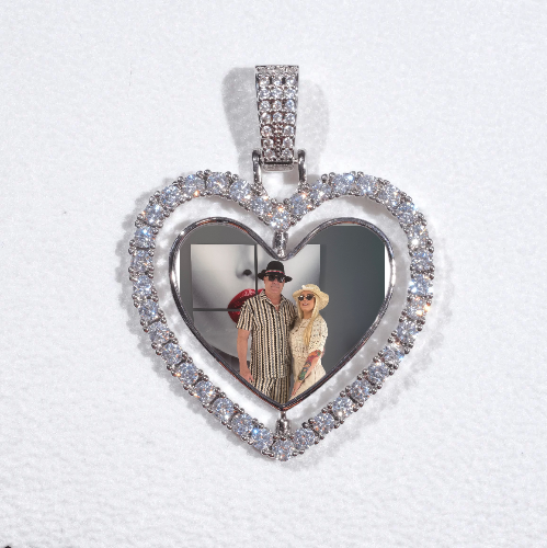 3D Spinning 2-Faced Heart Custom Picture Pendant