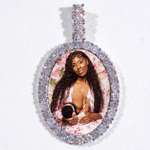 Large 3D Oval Custom Picture Pendant