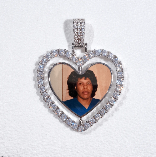 3D Spinning 2-Faced Heart Custom Picture Pendant