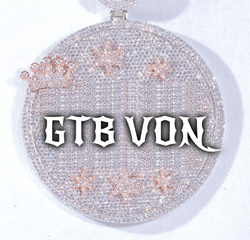 CUSTOM LETTER NECKLACE 3D BIG CROWN DISC