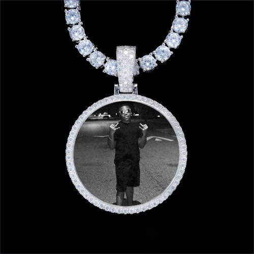 925S & VVS Moissanite 3D Circle Custom Picture Pendant