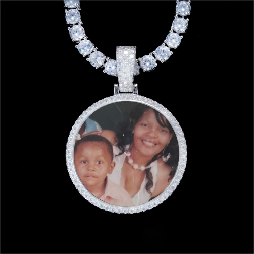 925S & VVS Moissanite 3D Circle Custom Picture Pendant