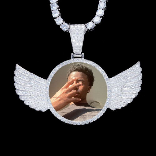 925S & VVS Moissanite 3D Wing Custom Picture Pendant