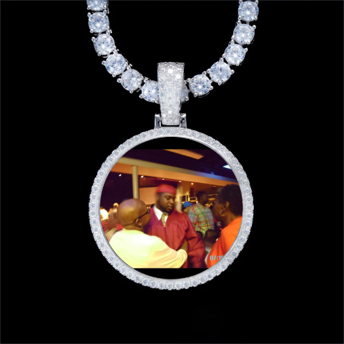 925S & VVS Moissanite 3D Circle Custom Picture Pendant