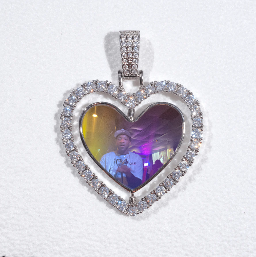 3D Spinning 2-Faced Heart Custom Picture Pendant