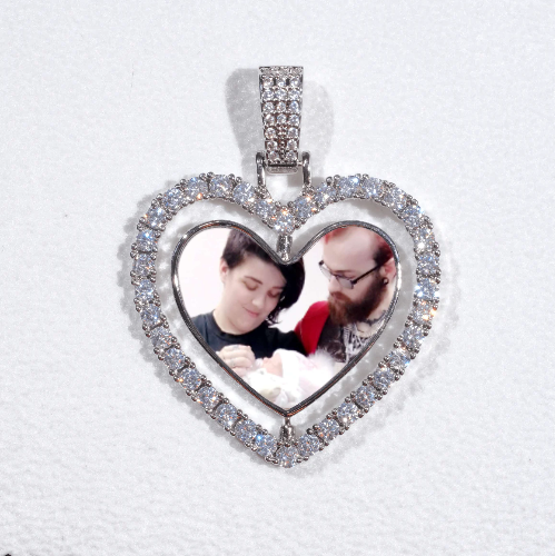 3D Spinning 2-Faced Heart Custom Picture Pendant