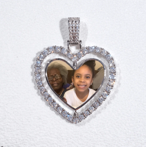 3D Spinning 2-Faced Heart Custom Picture Pendant