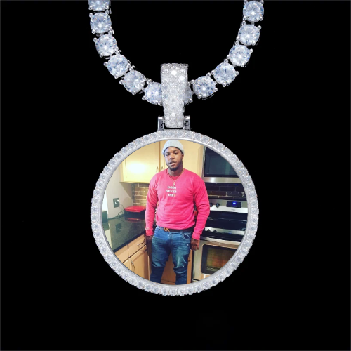 925S & VVS Moissanite 3D Circle Custom Picture Pendant