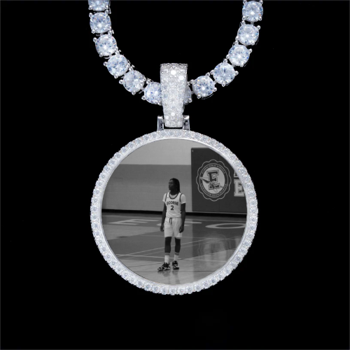 925S & VVS Moissanite 3D Circle Custom Picture Pendant