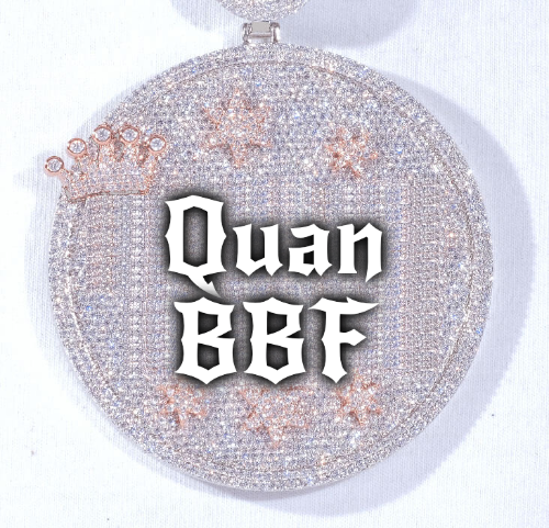 CUSTOM LETTER NECKLACE 3D BIG CROWN DISC