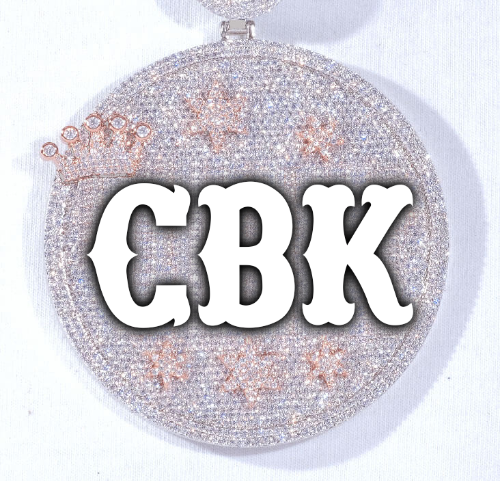 CUSTOM LETTER NECKLACE 3D BIG CROWN DISC