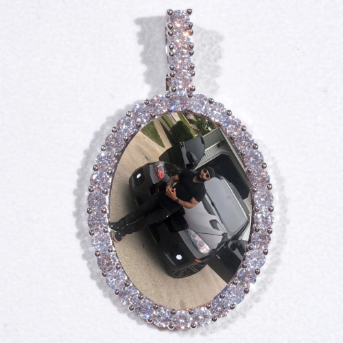 Large 3D Oval Custom Picture Pendant