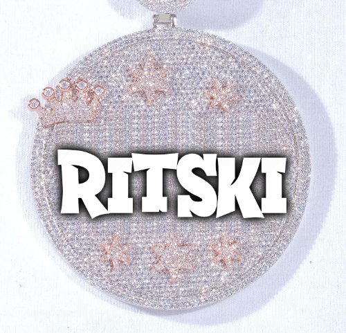 CUSTOM LETTER NECKLACE 3D BIG CROWN DISC