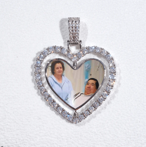3D Spinning 2-Faced Heart Custom Picture Pendant