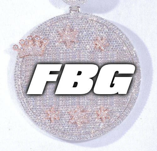 CUSTOM LETTER NECKLACE 3D BIG CROWN DISC