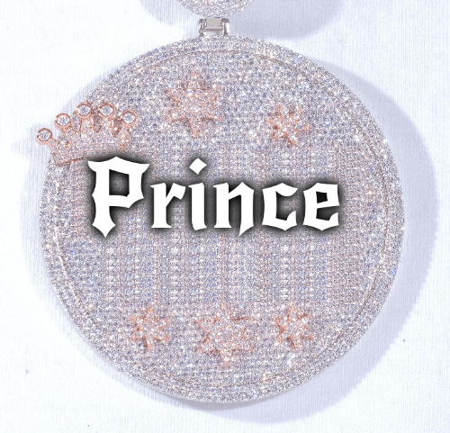 CUSTOM LETTER NECKLACE 3D BIG CROWN DISC