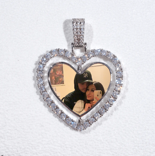 3D Spinning 2-Faced Heart Custom Picture Pendant