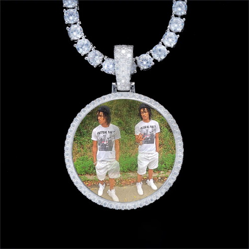 925S & VVS Moissanite 3D Circle Custom Picture Pendant