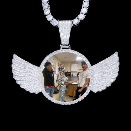 925S & VVS Moissanite 3D Wing Custom Picture Pendant