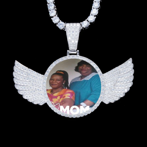 925S & VVS Moissanite 3D Wing Custom Picture Pendant
