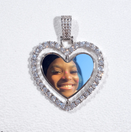 3D Spinning 2-Faced Heart Custom Picture Pendant