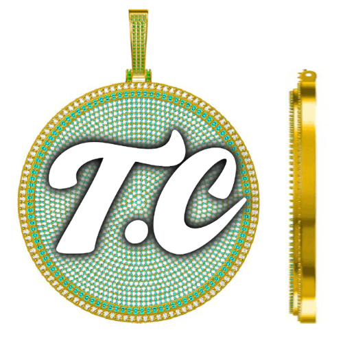 CUSTOM LETTER NECKLACE 3D BIG DISC