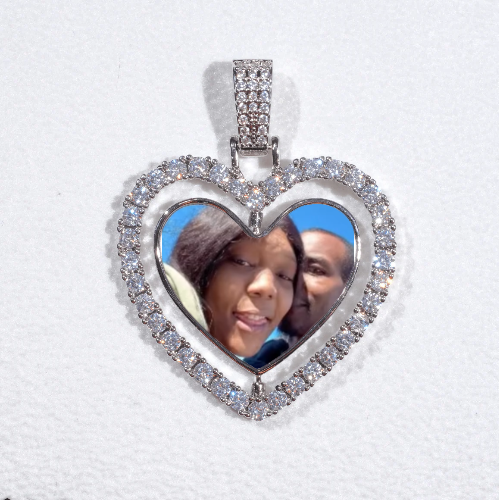 3D Spinning 2-Faced Heart Custom Picture Pendant