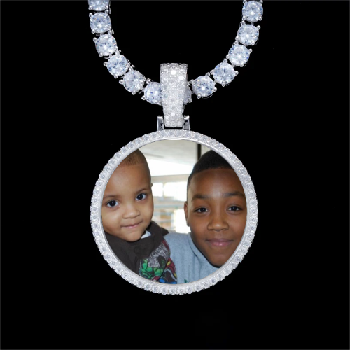 925S & VVS Moissanite 3D Circle Custom Picture Pendant