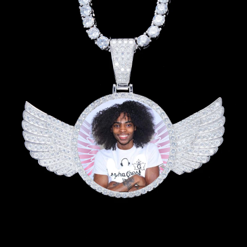 925S & VVS Moissanite 3D Wing Custom Picture Pendant