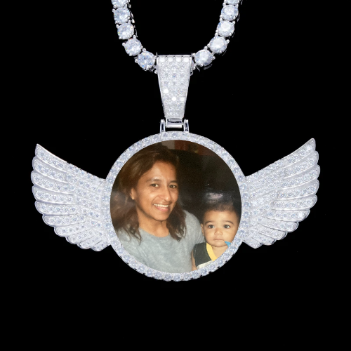 925S & VVS Moissanite 3D Wing Custom Picture Pendant