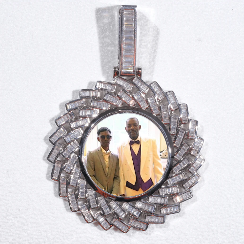 Large 3D Baguette Custom Picture Pendant