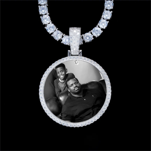 925S & VVS Moissanite 3D Circle Custom Picture Pendant