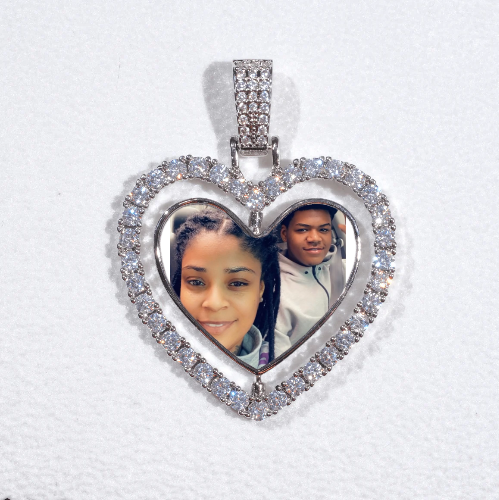 3D Spinning 2-Faced Heart Custom Picture Pendant