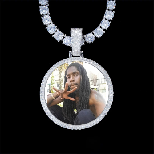 925S & VVS Moissanite 3D Circle Custom Picture Pendant