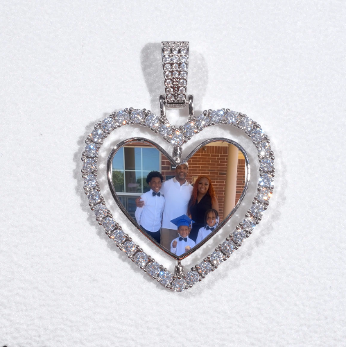 3D Spinning 2-Faced Heart Custom Picture Pendant