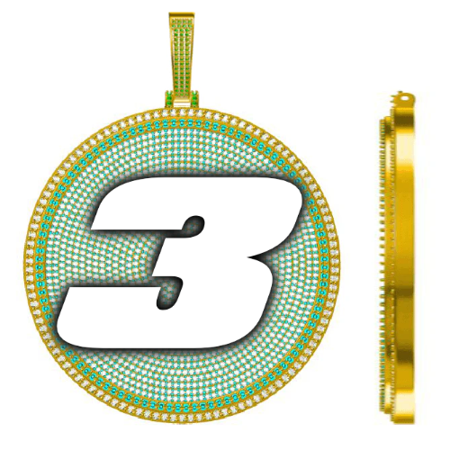 CUSTOM LETTER NECKLACE 3D BIG DISC