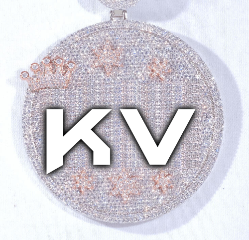 CUSTOM LETTER NECKLACE 3D BIG CROWN DISC