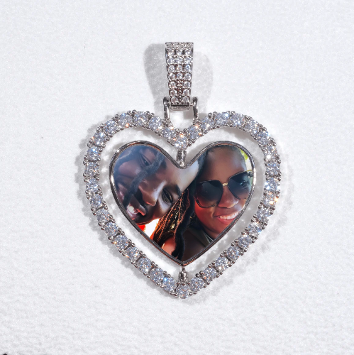 3D Spinning 2-Faced Heart Custom Picture Pendant