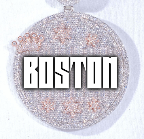 CUSTOM LETTER NECKLACE 3D BIG CROWN DISC