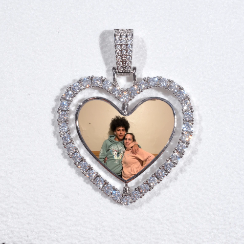 3D Spinning 2-Faced Heart Custom Picture Pendant