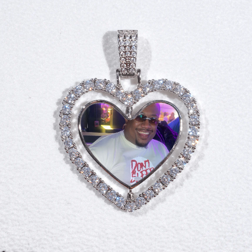3D Spinning 2-Faced Heart Custom Picture Pendant