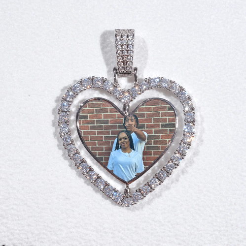 3D Spinning 2-Faced Heart Custom Picture Pendant