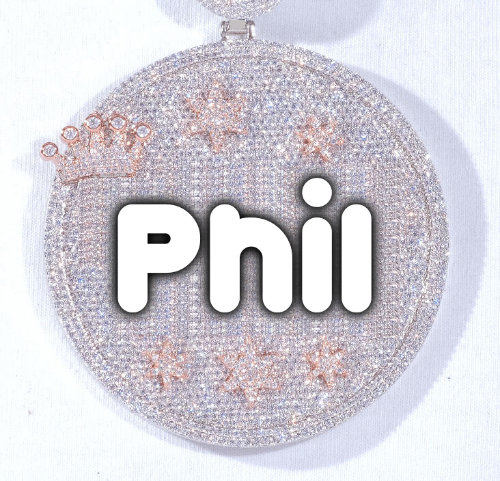 CUSTOM LETTER NECKLACE 3D BIG CROWN DISC