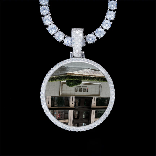 925S & VVS Moissanite 3D Circle Custom Picture Pendant