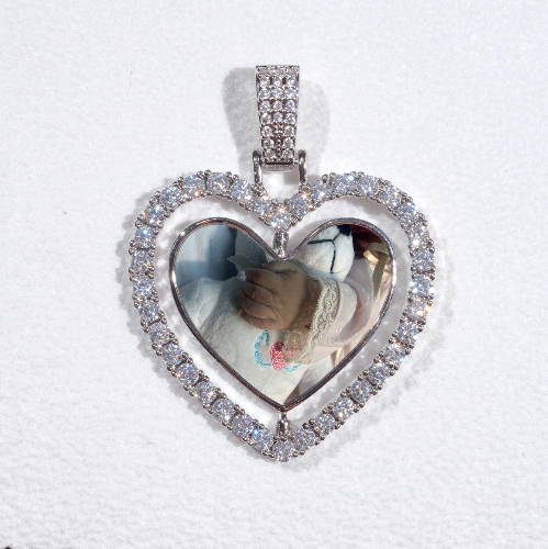 3D Spinning 2-Faced Heart Custom Picture Pendant