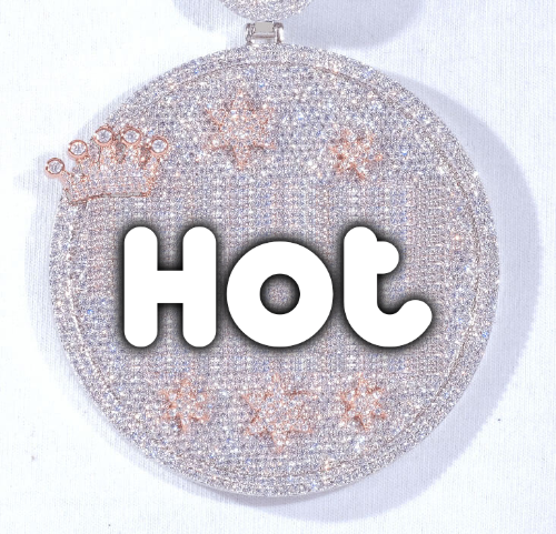 CUSTOM LETTER NECKLACE 3D BIG CROWN DISC