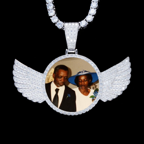 925S & VVS Moissanite 3D Wing Custom Picture Pendant