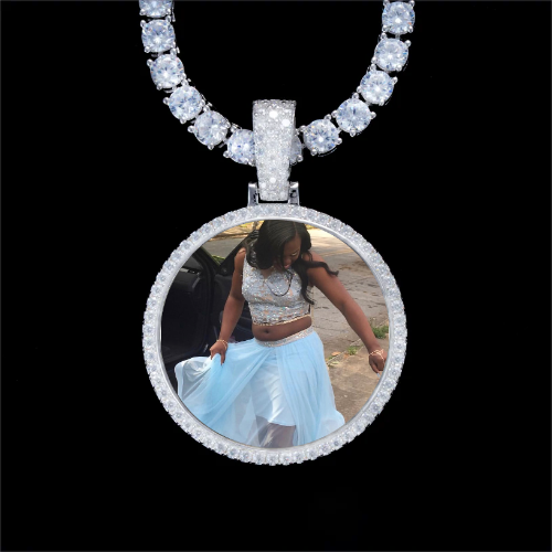 925S & VVS Moissanite 3D Circle Custom Picture Pendant