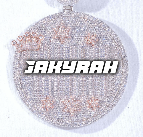 CUSTOM LETTER NECKLACE 3D BIG CROWN DISC